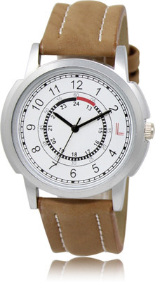 

LOREM LR17 White-Brown Round Leather Watch - For Men