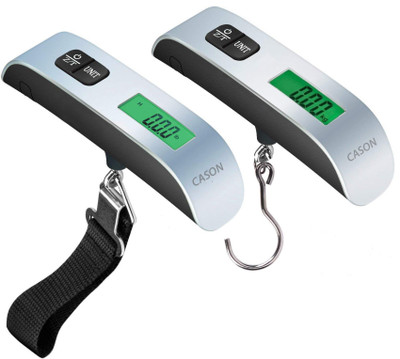 

CASON Pack Of 2-10g/50 Kg Luggage Scale Digital Portable Travel Bag Weight Checker with Temp Hanging Weight Scale with Belt & Pin Weighing Scale(Silver)