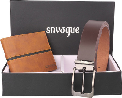 

SNVOGUE Belt, Wallet Combo(Brown)