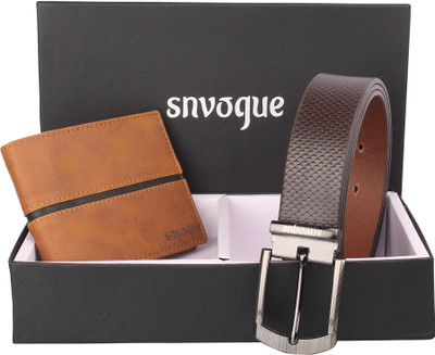 

SNVOGUE Belt, Wallet Combo(Brown)