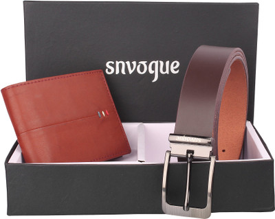 SNVOGUE Belt, Wallet Combo(Brown)