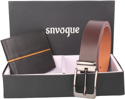 

SNVOGUE Belt, Wallet Combo(Brown)