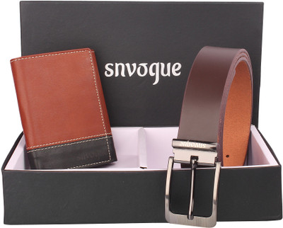 

SNVOGUE Belt, Wallet Combo(Brown)