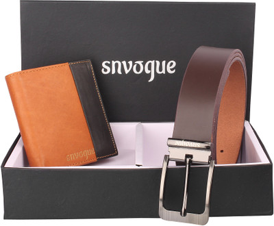 

SNVOGUE Belt, Wallet Combo(Brown)