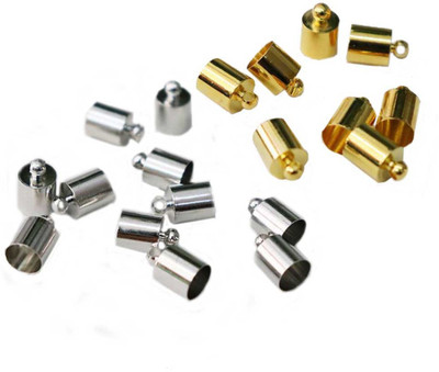 

mrithi 2 Colour Cord End Caps Gold and silver Clasps Bead Caps - 20 Nos - 10 Each