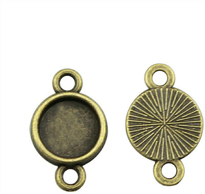 

mrithi 20Pcs Round Cabochon Connector Settings Bronze Tone - 2 Loops - 10mm
