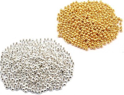 

mrithi 1000 pcs 2 MM Spacer Beads - 500 Golden + 500 Silver Colour