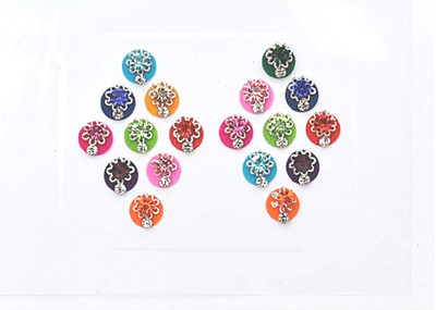 

beauty gold stone designer bindi for beautiful lady & girl forehead, nails Multicolor Bindis(mugli marathi, bengali bindi, Bollywood style)