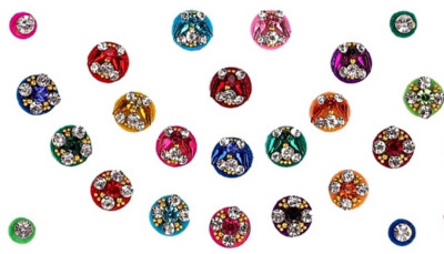 

beauty gold designer smallest bindi for beautiful lady & girl forehead, nails Multicolor Bindis(, Bollywood style)