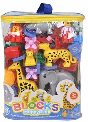 

Mahvi Toys English Learning Happy Zoo Blocks For Kids With Animals(Multicolor)