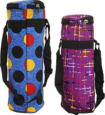 KUBER INDUSTRIES Canvas Small & Large Size Water Bottle Cover (Blue) Set of 2 Pcs(Multicolor)