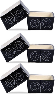 

caffeine Dip and Sauce Serving Bowl in Black Doodle (Set of 6) Ceramic Bowl Set(Black, Pack of 6)
