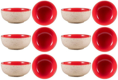 

caffeine Dining Dessert Bowl in Red Matte Ceramic Bowl Set(Red, White, Pack of 12)