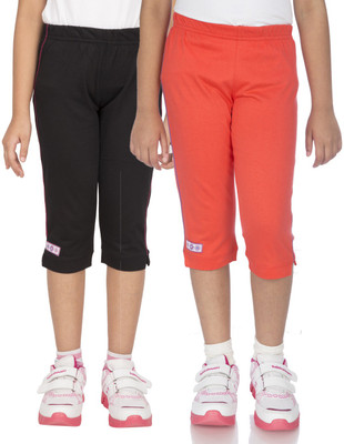 

Ocean Race Capri For Girls Solid Cotton(Multicolor, Black & coral