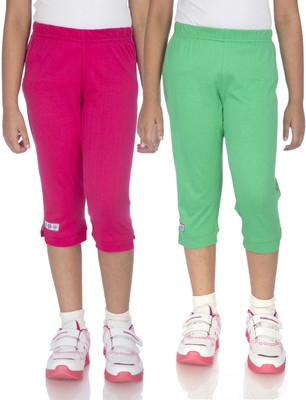

Ocean Race Capri For Girls Solid Cotton(Multicolor, Hot pink & green