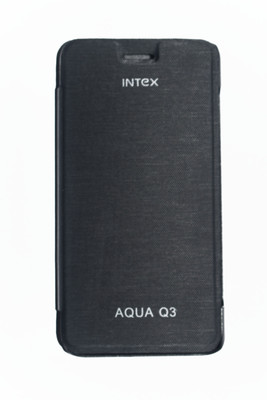 oramsa Flip Cover for intex aqua q3 Cover case Flip Flap Cover case Diary(black, Dual Protection, Artificial Leather) Flipkart