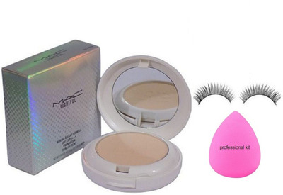 

Professional kit sponge puff&Eyelashes,Mac Lightful Compact Pressed Powder Naturally(Set of 3)