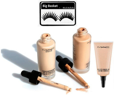 

big basket Eyelashes, Mac Studio Waterwight Foundation,Select Cover Up Liquid Concealer(Set of 4)