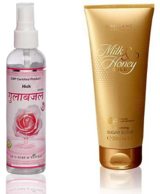 

hich Herbal Rose Water Spray & Oriflame Sweden milk and honey gold shugar scrub(Set of 2)