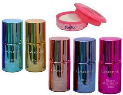 

studio Nail Polish Remover and Mirror Nail Polish Pack of 5(Set of 6)
