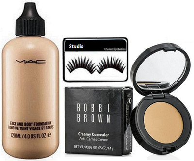 

studio Eyelashes, Mac Face and Body Foundation With Bobbi Brown Corrector Concealer(Set of 3)