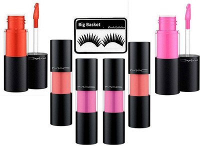 

big basket Eyelashes, Mac Versicolour stain lipgloss Set Of 6(Set of 7)