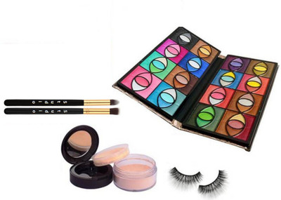 

studio Make up Brush 2, Mac Professional Makeup Multi Colour Clutch Palette,Anastasia Loose Powder With Eyelashes(Set of 5)