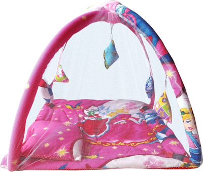 

SAMAAYA Coloured Princess Printed Baby Kick and Play Gym with Mosquito Net and Baby Bedding Set (Pink)(Pink)