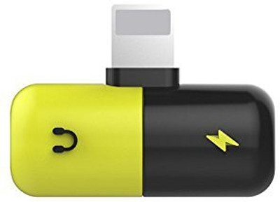 

A-ONE RETAIL 2 in 1 Dual Lightning Splitter Capsule Audio Jack Adapter Headphone Adapter(Yellow, Black), Black;yellow