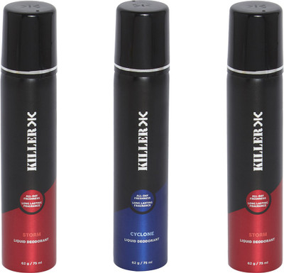 

Killer STORM-CYCLONE-STORM-COMPACT Deodorant Spray - For Men(75 ml, Pack of 3)