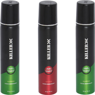 

Killer MARINE--STORM-MARINE-COMPACT Deodorant Spray - For Men(75 ml, Pack of 3)