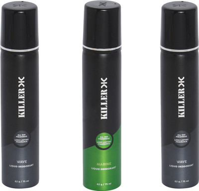 

Killer WAVE-MARINE-WAVE-COMPACT Deodorant Spray - For Men(75 ml, Pack of 3)