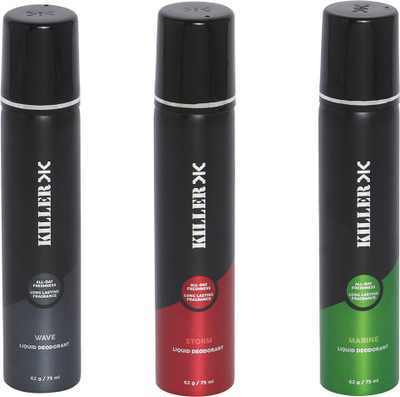 

Killer WAVE-STORM-MARINE-COMPACT Deodorant Spray - For Men(75 ml, Pack of 3)