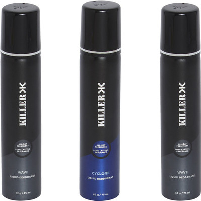 

Killer WAVE-CYCLONE-WAVE-COMPACT Deodorant Spray - For Men(75 ml, Pack of 3)