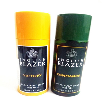 

ENGLISH BLAZER VICTORY AND COMMANDO Deodorant Spray - For Men(300 ml, Pack of 2)