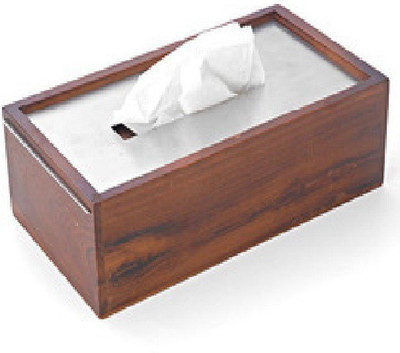 

Handicraft 1 Compartments Wooden Tissue Holder Box(Brown)