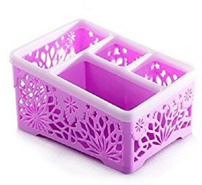 

SYGA 4 Compartments Plastic Desk Organizer(Purple)