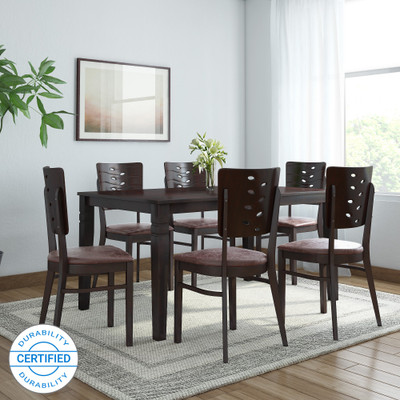 @home by Nilkamal Fern Solid Wood 6 Seater Dining Set(Finish Color - Erin Brown)