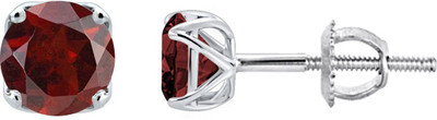 

SilverDew Solitaire Round Red Garnet All Occasion Wear For Women's Cubic Zirconia Sterling Silver Stud Earring