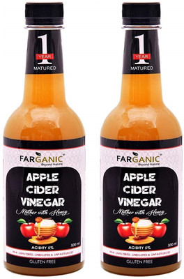 

FARGANIC India's First 1 YEAR MATURED Apple Cider VInegar with Mother and Honey. Raw, Unfiltered and Undiluted. 1000 ML(500X2) Vinegar(1 L, Pack of 2)
