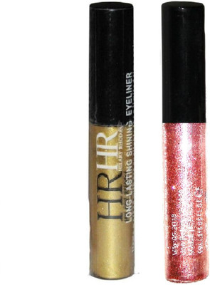 

HR combo of 2 waterproof glitter shimmer eye liner gold baby pink 5 ml(gold, pink)