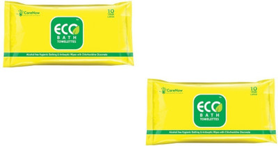 

ECO Bath Alcohol free Hygenic and Antiseptic Large Bathing Wipes in a resealable Pouch (2 X 10 = 20 wipes)(Pack of 20)