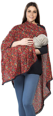 

EasyFeed 3 In 1 Red Printed Multipurpose Scarf/stole /nursing Cover/breastfeeding Cover/feeding Apron/maternity Cover/feeding Cloak/breathable /poncho/made From Mal Cotton For Pre And Post Pregnancy Feeding Cloak(Red)