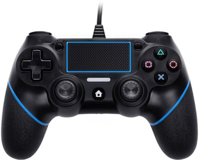 

RPM Euro Games PS4 Controller (Black - Blue) USB Gamepad(Black, For PS4)