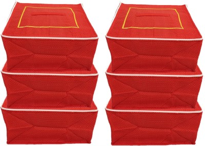 KUBER INDUSTRIES Saree cover Cotton Saree Cover (Red) Set of 6 Pcs CTKTC0860(Red)
