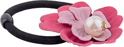 

Voylla Black Elastic Scrunchie with Pink Flowers and Pearls Hair Band(Black)