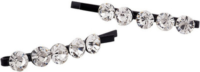 

Voylla Small Black Hair Pins with Stones Hair Pin(Black)