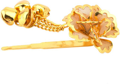 

Voylla Primrose And Leaf Hair Clip Bun Clip(Gold)