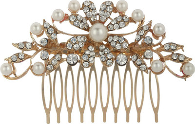 

Prita Floral Funky Fashionable Stone Hair Clip(Gold)