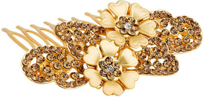 

Voylla Designer Bumpit Hair Pin with Flowers Hair Accessory Set(Gold)